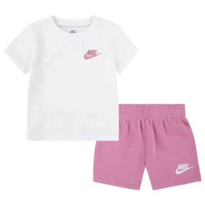 Nike Kids' Girls   Lbr Knit Shorts Set In Magic Flamingo/white