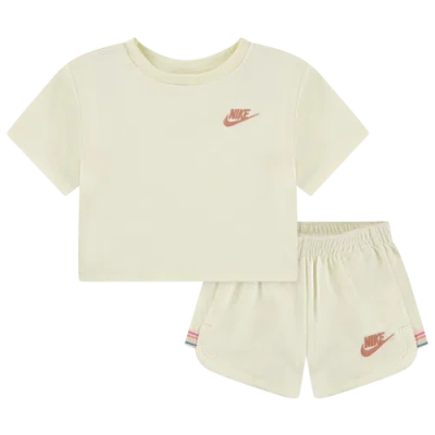Nike Kids' Girls Preschool   Let's Roll Towel Terry Shorts Set In Neutral