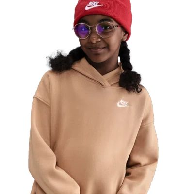 Nike Kids' Girls   Nsw Club Fleece Oversized Po Hoodie In Neutral
