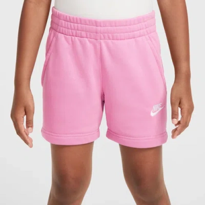 Nike Kids' Girls   Nsw Club Ft 5" Shorts In White/pink