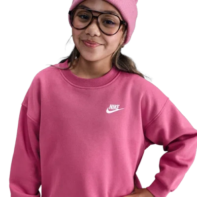 Nike Kids' Girls   Nsw Oversized Club Fleece Crew In Pink