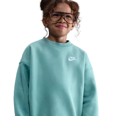 Nike Kids' Girls   Nsw Oversized Club Fleece Crew In Green