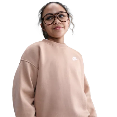 Nike Kids' Girls   Nsw Oversized Club Fleece Crew In Pink