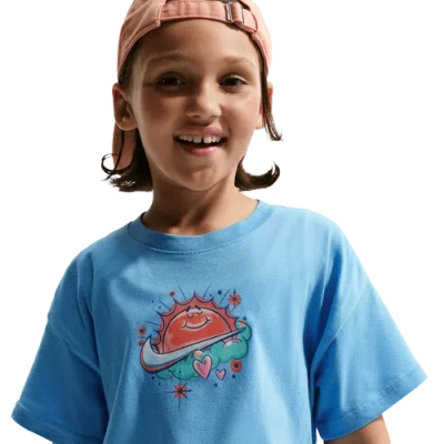 Nike Kids' Girls   Nsw Tee Oc Boy Airbrush In Blue
