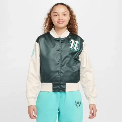 Nike Kids' Girls   Nsw Varsity Star Jacket In Green/brown