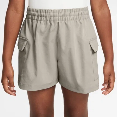 Nike Kids' Girls   Nsw Woven Cargo Shorts In Grey/white