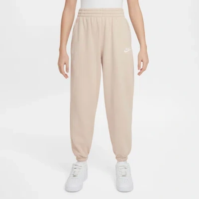 Nike Kids' Girls  Nsw Club Lbr Oversized Fleece Pants In Sanddrift/white/sanddrift