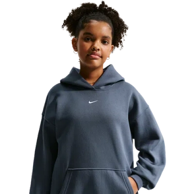 Nike Kids' Girls  Nsw Studio Fleece Os Po Hoodie In Gray