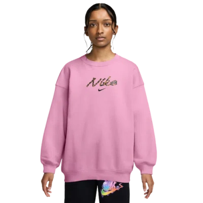 Nike Kids' Girls  Studio Fleece Oversized Crew In Pink