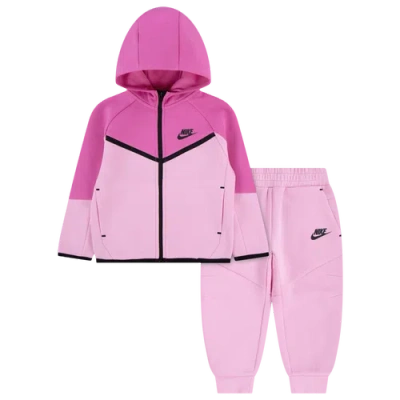 Nike Kids' Girls  Tech Fleece Full Zip Set In Pink