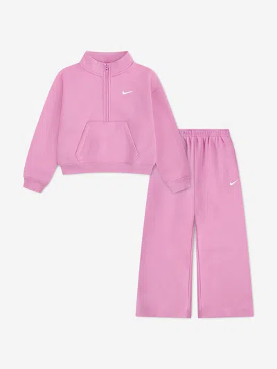Nike Babies' Girls Nsw Std Fleece 1/4 Zip Tracksuit In Pink