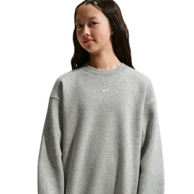 Nike Sportswear Studio Big Kids' (girls') Oversized Crew-neck Sweatshirt In Gray