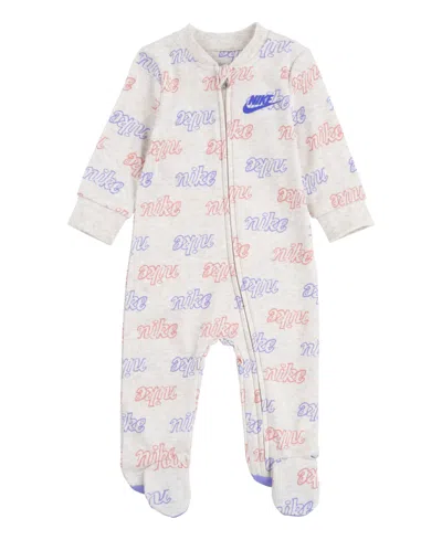 Nike Babies' Girls Or Boys Printed Footed Coverall In Pale Ivory Heather