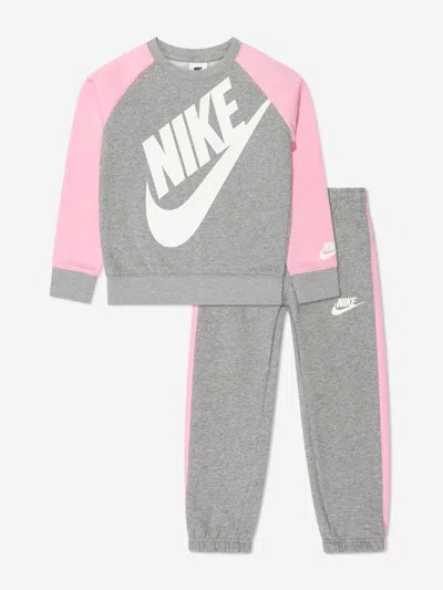 Nike Babies'  Girls Oversized Futura Crew Tracksuit In Grey