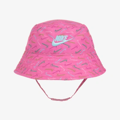 Nike Kids' Girls Pink Swoosh Logo Bucket Hat