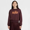 Nike Kids'  Girls' Sportswear Club Fleece Boxy Crewneck Sweatshirt In Burgundy Crush/hot Punch