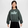 Nike Kids'  Girls' Sportswear Club Fleece Boxy Crewneck Sweatshirt In Vintage Green/green Frost