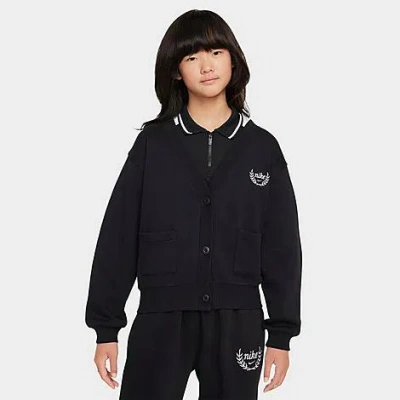 Nike Kids'  Girls' Sportswear Club Fleece Cardigan In Black/white