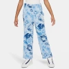 Nike Kids'  Girls' Sportswear Club Fleece French Terry Wide-leg Pants In Light Armory Blue/light Armory Blue/white