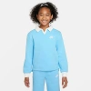 Nike Kids'  Girls' Sportswear Club Fleece Long-sleeve Polo Shirt In Aquarius Blue/white/white