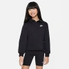 Nike Kids'  Girls' Sportswear Club Fleece Long-sleeve Polo Shirt In Black/black/white