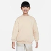 Nike Kids'  Girls' Sportswear Club Fleece Oversized Sweatshirt In Sanddrift/white