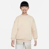 Nike Big Girls Sportswear Club Fleece Oversized-fit Sweatshirt In Sanddrift/white