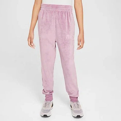 Nike Kids'  Girls' Sportswear Club Fleece Velour Jogger Pants In Plum Dust/platinum Violet