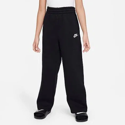 Nike Kids'  Girls' Sportswear Club Fleece Wide-leg Pants In Black/black/white