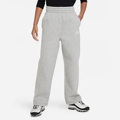Nike Kids'  Girls' Sportswear Club Fleece Wide-leg Pants In Dark Grey Heather/base Grey/white