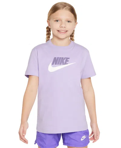 Nike Kids' Girls Sportswear Logo Graphic T-shirt In Hydrangeas,daybreak,white