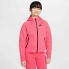 Nike Sportswear Tech Fleece Big Kids' (girls') Full-zip Hoodie In Aster Pink/black/black