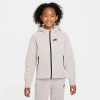 Nike Sportswear Tech Fleece Big Kids' (girls') Full-zip Hoodie In Platinum Violet/black/black