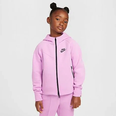 Nike Sportswear Tech Fleece Big Kids' (girls') Full-zip Hoodie In Pink