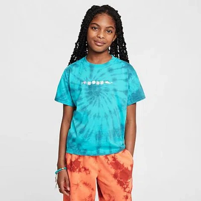 Nike Kids'  Girls' Sportswear Tie-dye Bracelet Graphic T-shirt In Dusty Cactus/smoky Blue