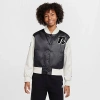 Nike Women's  Sportswear Girls' Varsity Jacket In Black/light Bone