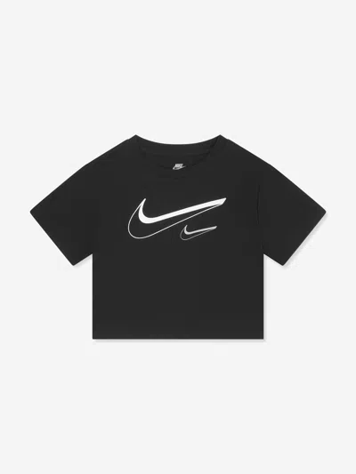 Nike Babies'  Girls Swoosh Logo Boxy T-shirt In Black