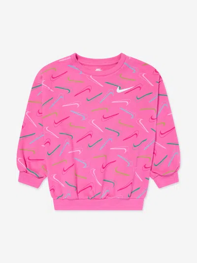 Nike Babies' Girls Swoosh Logo Sweatshirt In Pink