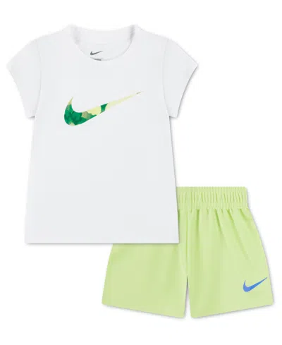 Nike Babies' Girls' Toddler 2t-4t Move With Nature Crewneck T-shirt And Mesh Shorts, 2-piece Set In Multi