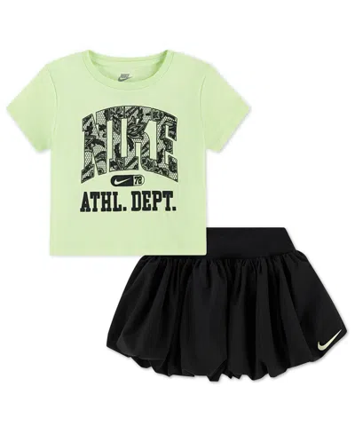 Nike Babies' Girls' Toddler 2t-4t Graphic Crewneck T-shirt And Scooter Shorts, 2-piece Set In Black
