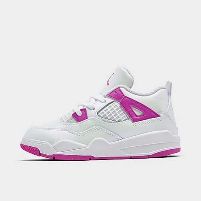 Nike Babies' Girls' Toddler Air Jordan Retro 4 Basketball Shoes In White/hyper Violet