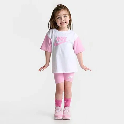 Nike Kids'  Girls' Toddler Bf T-shirt And Bike Shorts Set In Pink Rise