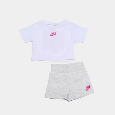 Nike Babies' Girls' Toddler T-shirt And Shorts Set In Gray