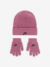 Nike Girls Twinkle Cozy Apex 2 Piece Beanie Set In Pink