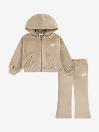 Nike Babies'  Girls Velour Flare Legging Set In Brown