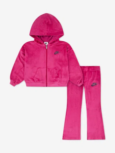 Nike Babies'  Girls Velour Flare Legging Set In Pink
