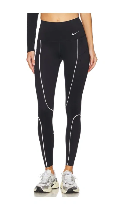 Nike Go High Rise 7/8 Reflective Leggings In Black