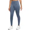 Nike Women's Go Therma-fit High-waisted 7/8 Leggings With Pockets In Diffused Blue/black