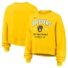 Nike Gold Milwaukee Brewers Oversized High Hip Pullover Sweatshirt