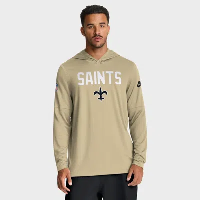 Nike Gold New Orleans Saints Sideline Alt Pack Dri-fit Lightweight Hooded Top In Nude